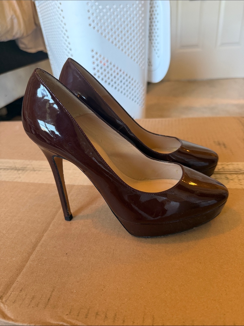 All Saints Patent Platform Pumps - Deep Burgundy